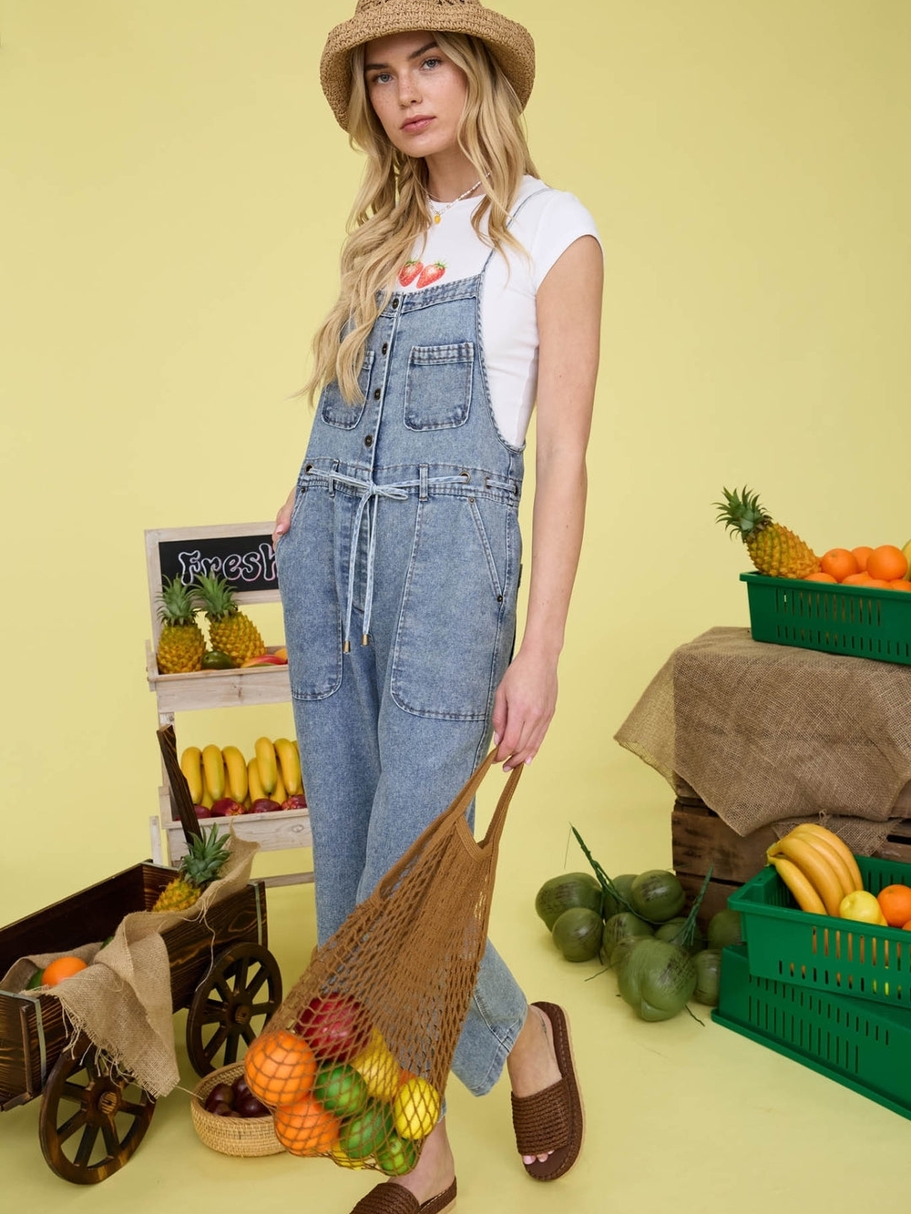 Blu Pepper Light Blue Denim Utility Jumpsuit